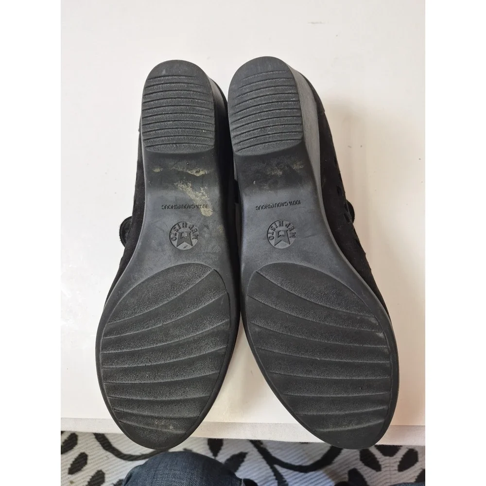 Mephisto Black Suede Mary Jane‎ Shoes Laser Cut US 11 EUR 8.5 Comfort Walking